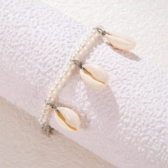 Imitation Pearl Beaded Shell Pendant Arm Necklace