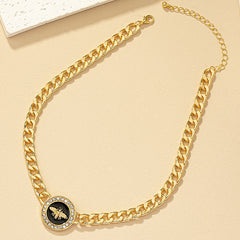 Round Bee Diamond Necklace