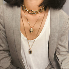 Vintage coin gem multi-layer pearl necklace