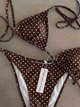 2 Piece Polka Dot Bikini Thong Lace-up Print Bathing Suits Halter String Triangle Bikini High Cut Swimsuits Swim Holiday