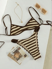 2 Piece Striped Knit Bikini