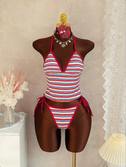2 Piece Striped Ribbed Tankini