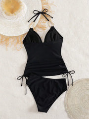 2 Piece Swimsuit Solid Bikinis Set