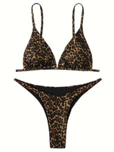 Micro Leopard Bikini High Cut Bandage Push Up Swimsuit Bathing Suit Padded Thong Swimwear