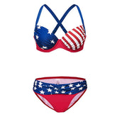 American Flag Print Bikini Set