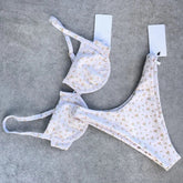 Micro Bikini Dot Print Underwire Swimsuit Brazilian Push Up Padded Biquini Halter Bathers Bathing Suit Thong Swimwear