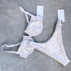 Micro Bikini Dot Print Underwire Swimsuit Brazilian Push Up Padded Biquini Halter Bathers Bathing Suit Thong Swimwear