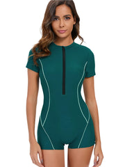 Solid Color One Piece Sports Swimsuit