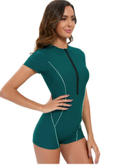 Solid Color One Piece Sports Swimsuit