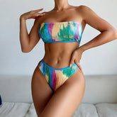 Tie Dye Print Swimsuit Strapless 2-Piece Bikini