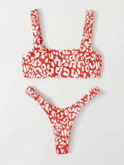 Micro Bikini 2-Piece Swimsuit Leopard Print High Waist Swimwear Suspender Multicolor Beach Bathing Suit