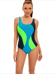 Sports Patchwork Swimsuit