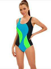 Sports Patchwork Swimsuit