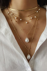 Vintage Chain Imitation Pearl Necklace