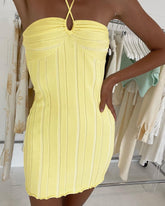 Halterneck tie Knitted Fleece Dress