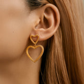 Three-dimensional Hollow Love Earrings