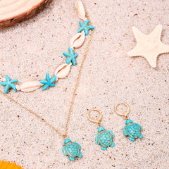 Starfish Shell Necklace and Earrings