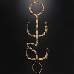 Rhinestone Arm Chain Ring Integrated Bracelet