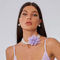 Pearl 3D Flower Necklace