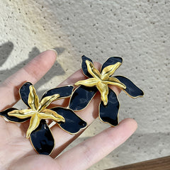 Double Flower Color Block Earrings