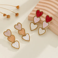 Beaded Love Triple Earrings