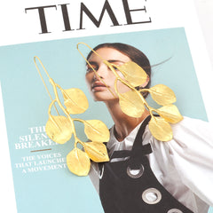 Long Gold Leaf Earrings