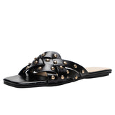 Studded Cutout Flat Slippers