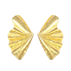 Flaxmaker Vintage Crinkled Metal Leaf Earrings