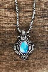 Vintage Moonstone Hollow Water Drop Pendant Necklace