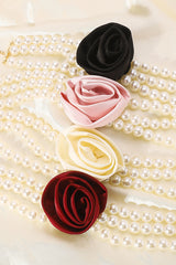 Retro Romantic Hepburn Style Pearl Rose Necklace