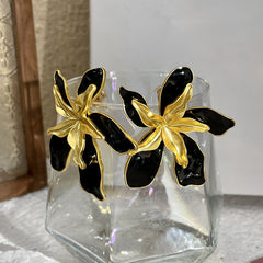 Double Flower Color Block Earrings