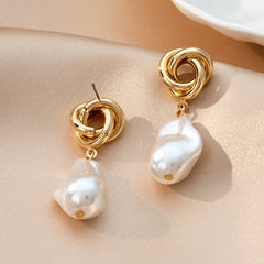 Vintage Irregular Baroque Imitation Pearl Earrings