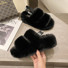 Plush cotton slippers