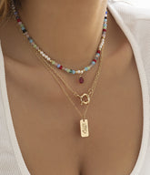 Colorful Water Drop Pendant Clavicle Chain
