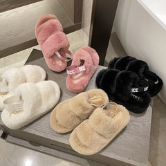 Plush cotton slippers