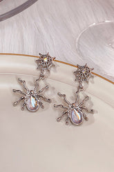 Fashionable Moonstone Dark Spider Earrings