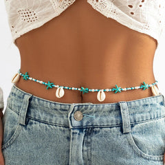 Shell, Starfish and Rice Beads Waist Chain