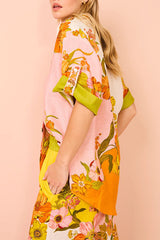 Elevate Your Wear Linen Blend Creative Flowers Button Down Oversized Blouse