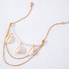 Imitation Pearl Beaded Shell Pendant Arm Necklace