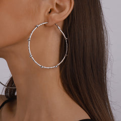 Rhinestone Metal Circle Earrings