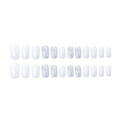 24pcs Short Square Trim Fake Nail & 1sheet Tape