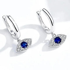 925 Sterling Silver Earrings Blue Eye