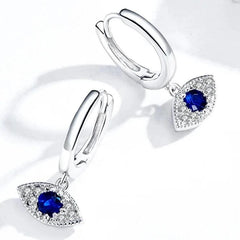 925 Sterling Silver Earrings Blue Eye