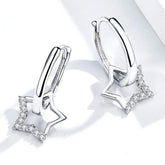 925 Sterling Silver Earrings Clear Star