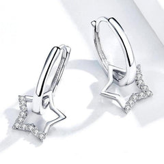925 Sterling Silver Earrings Clear Star