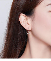925 Sterling Silver Earrings Clear Star