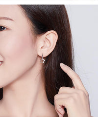 925 Sterling Silver Earrings Clear Star