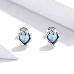 925 Sterling Silver Glass Heart Mini Stud Earrings