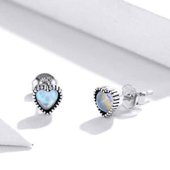 925 Sterling Silver Glass Heart Mini Stud Earrings