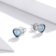 925 Sterling Silver Glass Heart Mini Stud Earrings